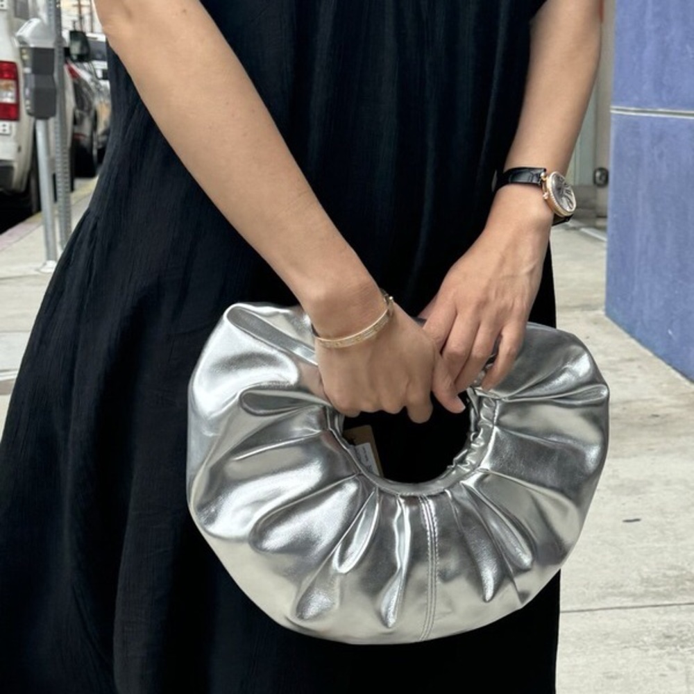 Glamorous Metallic Vegan Leather Clutch Bag